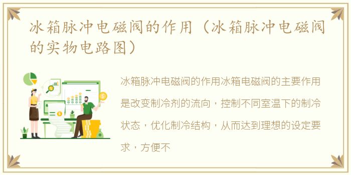 冰箱脉冲电磁阀的作用（冰箱脉冲电磁阀的实物电路图）