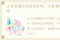 王者荣耀如何玩好打野，王者荣耀打野顺序