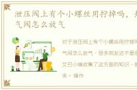 泄压阀上有个小螺丝用拧掉吗，热水器放气阀怎么放气