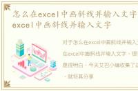 怎么在excel中画斜线并输入文字，如何在excel中画斜线并输入文字