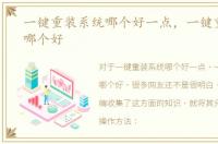一键重装系统哪个好一点，一键重装系统哪个好
