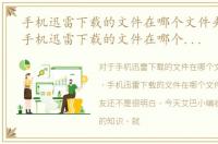 手机迅雷下载的文件在哪个文件夹找不到，手机迅雷下载的文件在哪个文件夹