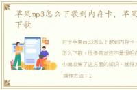 苹果mp3怎么下歌到内存卡，苹果mp3怎么下歌