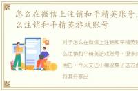 怎么在微信上注销和平精英账号，微信怎么注销和平精英游戏账号