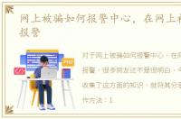网上被骗如何报警中心，在网上被骗如何报警