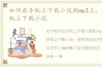 如何在手机上下载小说到mp3上，如何在手机上下载小说