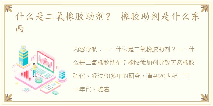 什么是二氧橡胶助剂？ 橡胶助剂是什么东西