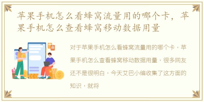 苹果手机怎么看蜂窝流量用的哪个卡，苹果手机怎么查看蜂窝移动数据用量