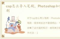 csp怎么导入笔刷，Photoshop如何导入笔刷