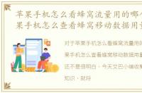 苹果手机怎么看蜂窝流量用的哪个卡，苹果手机怎么查看蜂窝移动数据用量