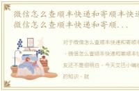 微信怎么查顺丰快递和寄顺丰快递的记录，微信怎么查顺丰快递和寄顺丰快递