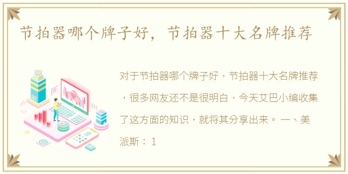 节拍器哪个牌子好，节拍器十大名牌推荐