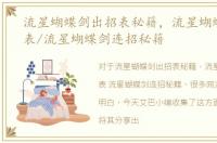 流星蝴蝶剑出招表秘籍，流星蝴蝶剑出招表/流星蝴蝶剑连招秘籍