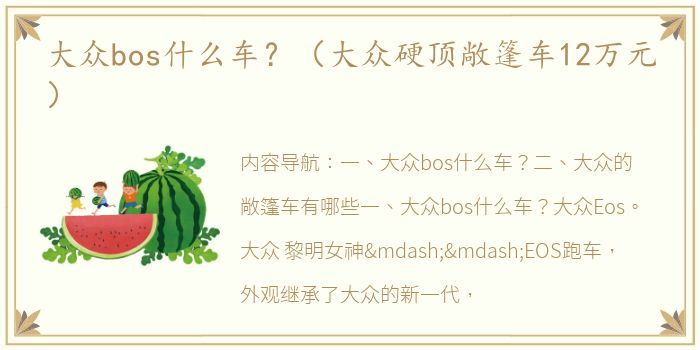 大众bos什么车？（大众硬顶敞篷车12万元）