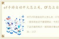 cf手游自动开火怎么关，CF怎么自动开火