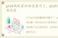 gta5低配置画面设置不了，gta5低配置画面设置