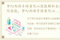 梦幻西游手游普陀山技能解析全面分析普陀技能，梦幻西游手游普陀山推荐加点及培养攻略