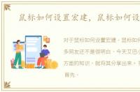 鼠标如何设置宏建，鼠标如何设置宏
