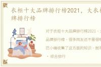 衣柜十大品牌排行榜2021，大衣柜十大品牌排行榜