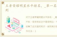王者荣耀明星水平排名，_第一名打死想不到