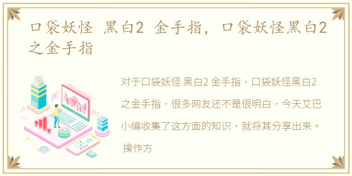 口袋妖怪 黑白2 金手指，口袋妖怪黑白2之金手指