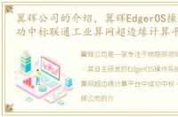 翼辉公司的介绍，翼辉EdgerOS操作系统成功中标联通工业算网超边缘计算平台