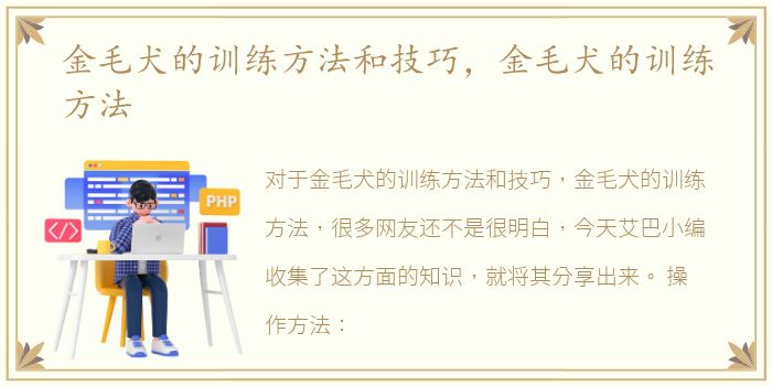 金毛犬的训练方法和技巧，金毛犬的训练方法