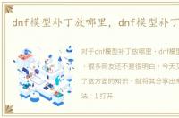 dnf模型补丁放哪里，dnf模型补丁怎么用