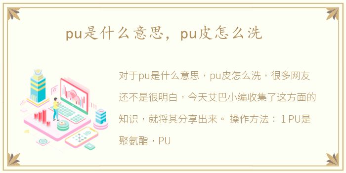 pu是什么意思，pu皮怎么洗