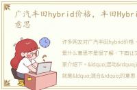 广汽丰田hybrid价格，丰田Hybrid是什么意思