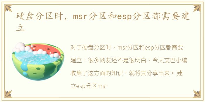 硬盘分区时，msr分区和esp分区都需要建立