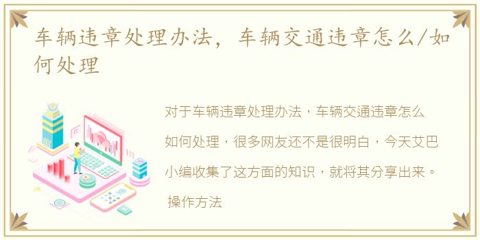 车辆违章处理办法，车辆交通违章怎么/如何处理