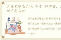 王者荣耀怎么玩 新手 初学者，王者荣耀新手怎么玩