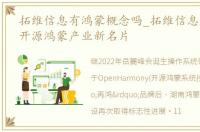 拓维信息有鸿蒙概念吗_拓维信息打造湖南开源鸿蒙产业新名片