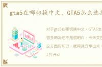 gta5在哪切换中文，GTA5怎么选择中文