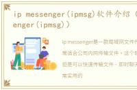 ip messenger(ipmsg)软件介绍（ip messenger(ipmsg)）