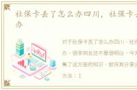 社保卡丢了怎么办四川，社保卡丢了怎么办