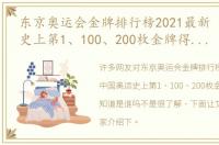 东京奥运会金牌排行榜2021最新 中国奥运史上第1、100、200枚金牌得主，你知道是谁吗