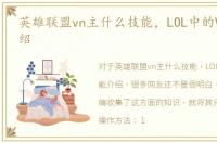 英雄联盟vn主什么技能，LOL中的VN技能介绍