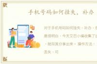 手机号码如何挂失，补办