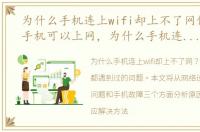 为什么手机连上wifi却上不了网但是别的手机可以上网，为什么手机连上wifi却上不了网