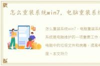 怎么重装系统win7，电脑重装系统教程