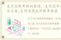 支付宝账单明细查询，支付宝年度对账单怎么查_支付宝钱包对账单查看