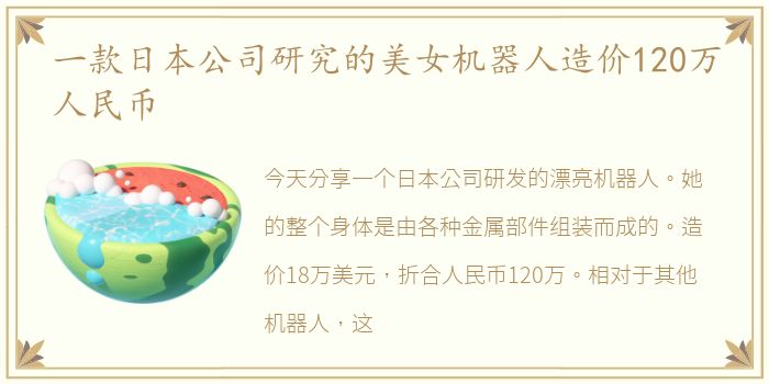 一款日本公司研究的美女机器人造价120万人民币