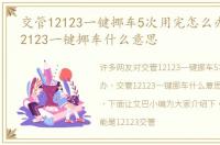 交管12123一键挪车5次用完怎么办，交管12123一键挪车什么意思