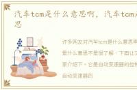 汽车tcm是什么意思啊，汽车tcm是什么意思
