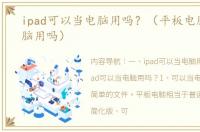 ipad可以当电脑用吗？（平板电脑能当电脑用吗）