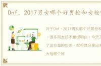 Dnf，2017男女哪个好男枪和女枪哪个好
