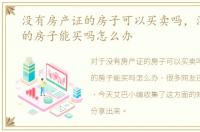 没有房产证的房子可以买卖吗，没房产证的房子能买吗怎么办