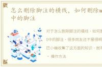 怎么删除脚注的横线，如何删除word2010中的脚注